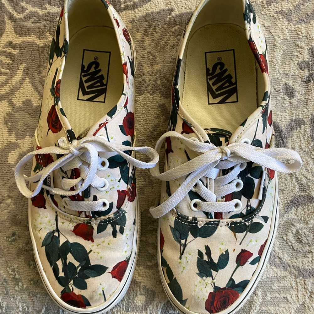 Vans authentic with red roses